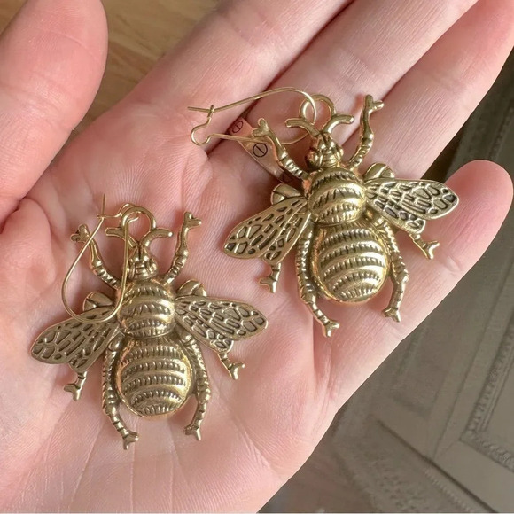 Gold Queen Bee Lucky Earrings - Picture 7 of 17